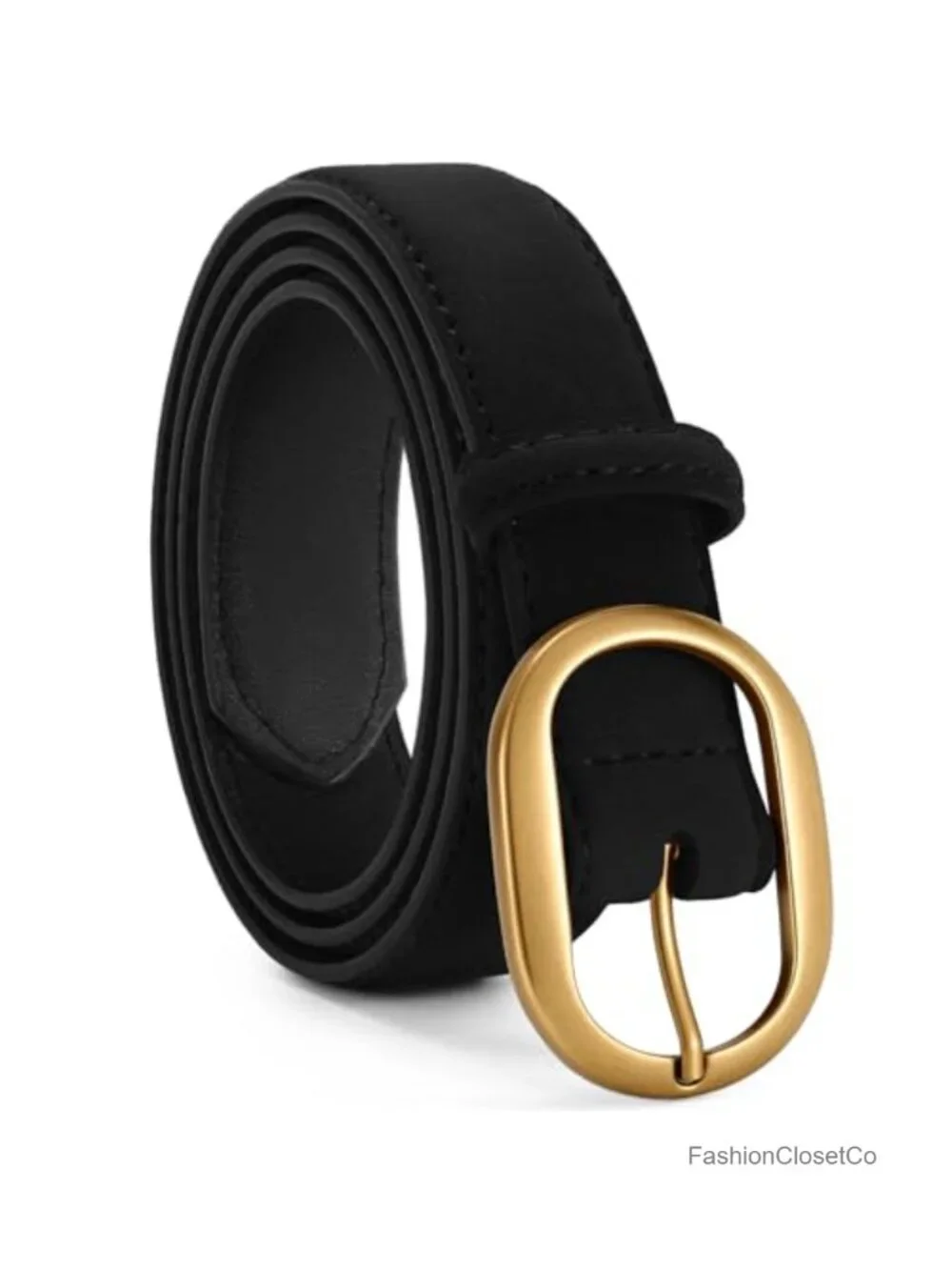 Faux Suede Belt for Women Jeans Dresses Vintage Gold Buckle Retro Waist Fashion